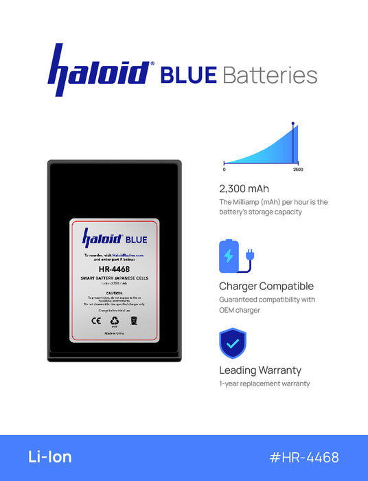 Haloid BLUE HR-4468 Lithium Battery 4468 for SL300 / TLK100 / DTR700 / DTR600 - HaloidRadios.com