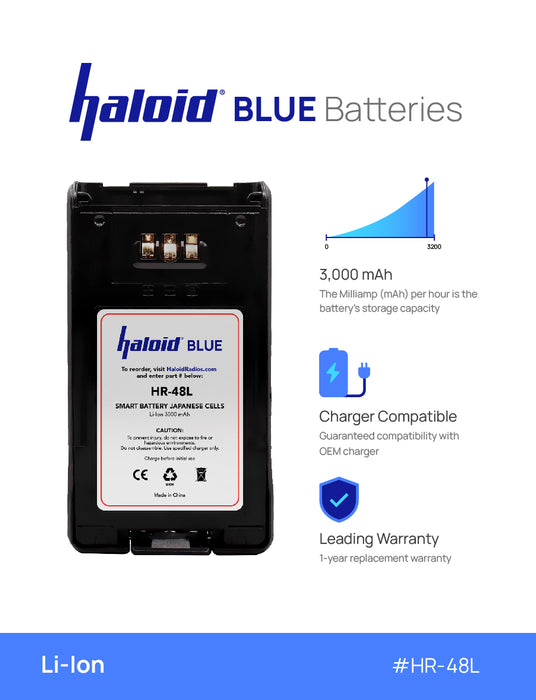 Haloid BLUE HR-48L Lithium Battery 48L for NX200 NX300 TK-5220 TK-5320 - HaloidRadios.com